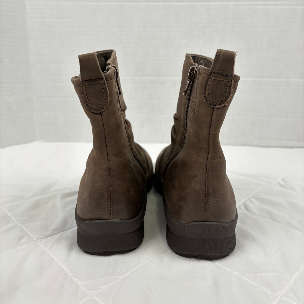 Earth Origins Leather Slouch Ankle Boots Brown Comfort Zip Womens 8 - Picture 4 of 13